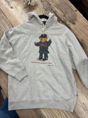 Ralph Lauren Beige Hoodie with Embroidered Bear Detail